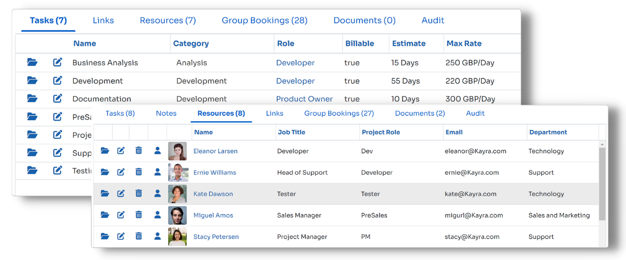 setup project tasks and team